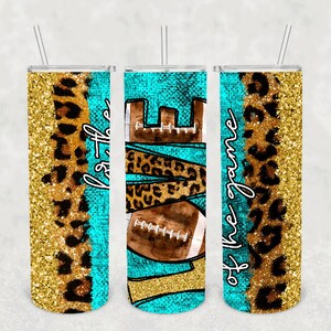 For the LOVE of the game 20oz skinny tumbler Leopard glitter tumbler Football tumbler Love Sublimation tumbler