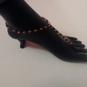 Barefoot sandals, foot jewelry, beach sandals, Rasta barefoot sandals, Jamaica barefoot sandals, anklet, ankle jewelry, seed bead sandals image 3