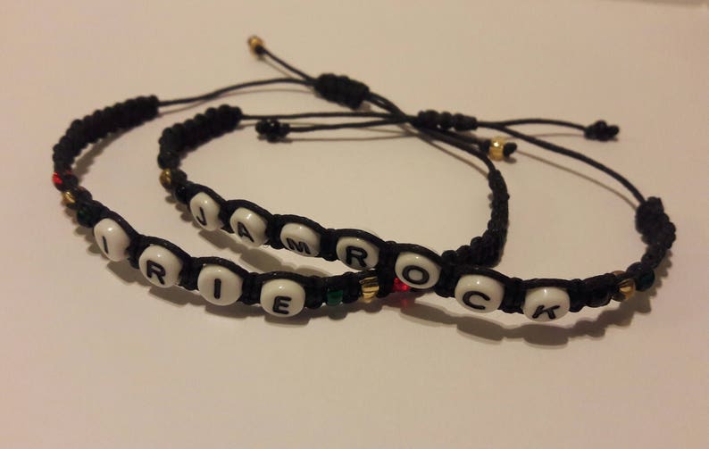 alphabet beads bracelet. macrame bracelet name bracelet bracelet Jamaican bracelet Rasta bracelet custom bracelet