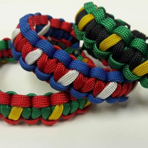 Paracord bracelet, Patriotic, Jamaican color, Rasta color, USA color, bracelet