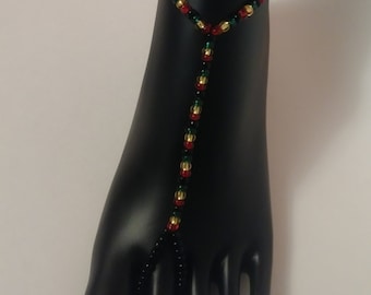 Barefoot sandals, foot jewelry, beach sandals, Rasta barefoot sandals, Jamaica barefoot sandals, anklet, ankle jewelry, seed bead sandals
