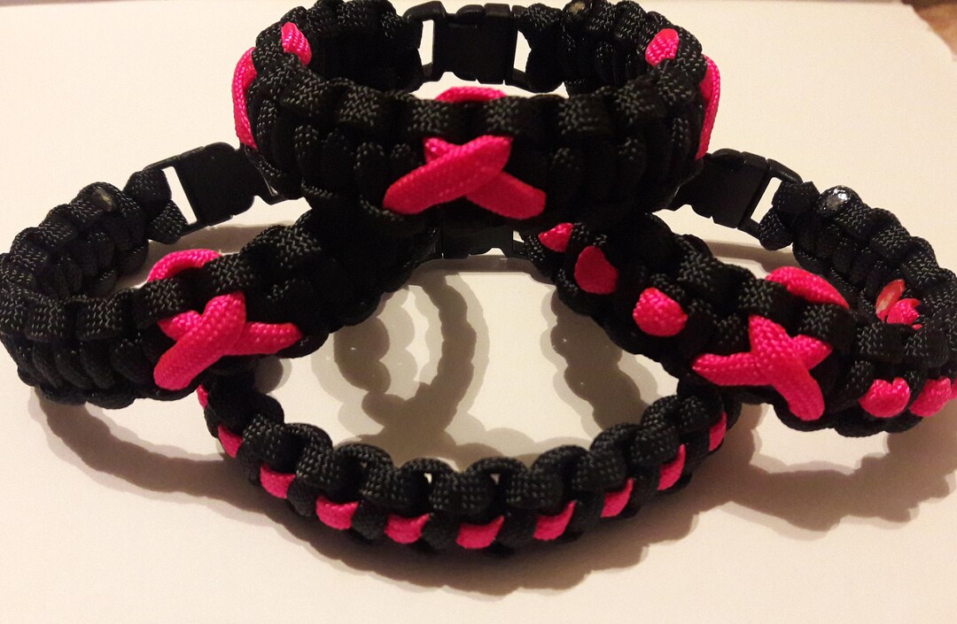 Breast Cancer Paracord Bracelet, Cobra Knot Paracord Bracelet, Paracord