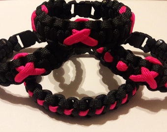 Breast Cancer paracord bracelet, cobra knot paracord bracelet, paracord bracelet, bracelet.