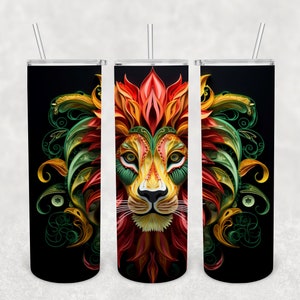 Rasta lion head 20oz skinny tumbler Reggae tumbler Sublimation tumbler