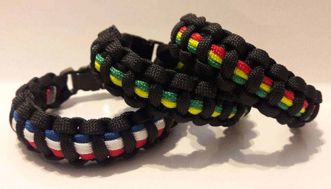 Bracelet Brésilien D'Amitié Tressé Fil De Coton - Couleurs Rasta Jamaïque - Unisexe
