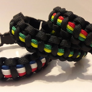 Rasta color bracelet, Jamaica color bracelet, USA color bracelet, paracord bracelet, 4th of July, Jamaica flag.