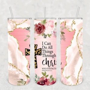 Puedo hacer todas las cosas 20oz vaso delgado Vaso espiritual Vaso religioso Vaso cristiano Vaso de sublimación