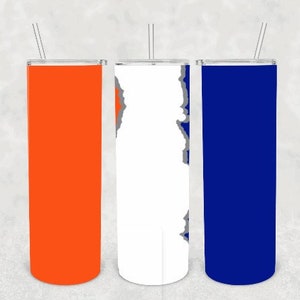 Orange and blue 20oz skinny tumbler Personalized tumbler Sublimation tumbler