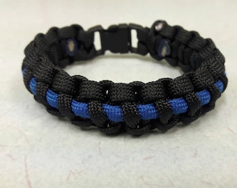 Bracelet paracorde noeud cobra : couleur du trait fin, boucle noire