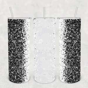 Black and white glitter 20oz skinny tumbler Personalized tumbler Sublimation tumbler