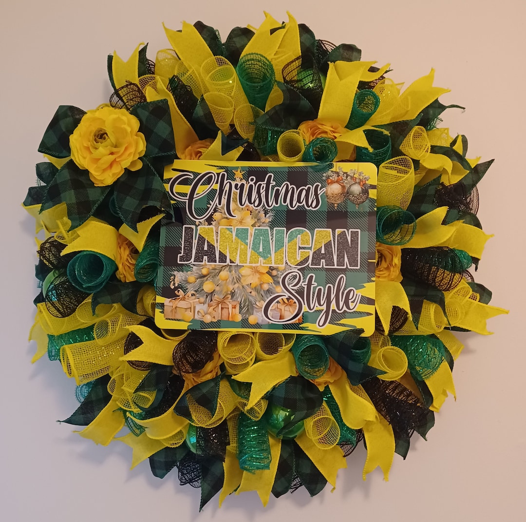 Holiday Christmas Wreath Christmas Jamaican Style Wreath Christmas