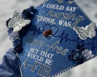 Custom Graduation Cap Topper | Cardstock Flowers & Glitter