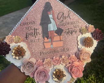 Custom Graduation Cap Topper | Handmade Cardstock Floral Decoration