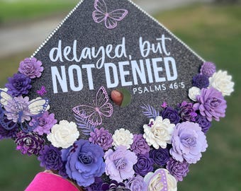 Custom Graduation Cap Topper | Handmade Cardstock Flowers & Glitter