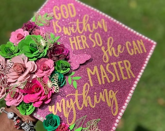 Custom Graduation Cap Topper | Handmade Floral Decoration