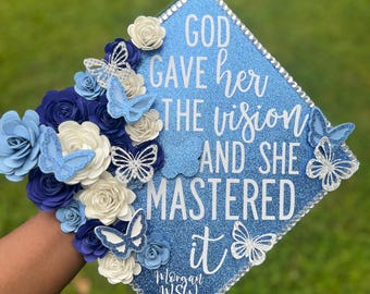 Custom Graduation Cap Topper | Handmade Cardstock Flowers