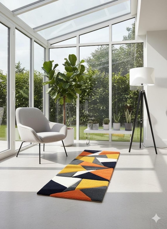 手織りラグ – カラフルな幾何学模様 - Etsy 日本