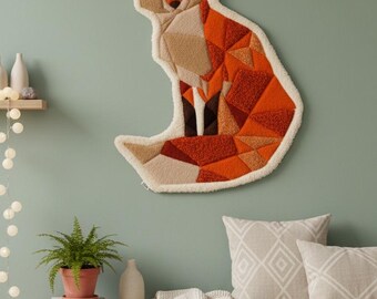 Tufted Geometric Fox Rug – Handmade, One of a Kind