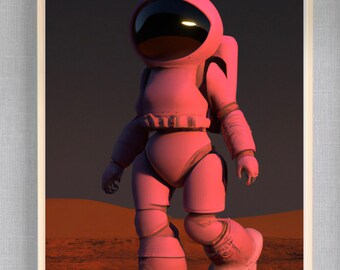 Pioneering Mars: Pink Astronaut | Inspiring Girls in STEM | Printable AI Art