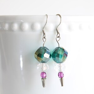 Blue Czeck Fire Polished Bead Earrings