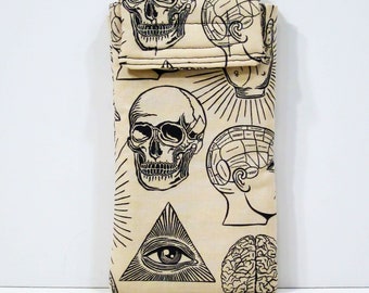 Skull phone case, Fortune teller phone case, sunglasses case, skull phone pouch, gadget pouch, smartphone case, palm reader phone case