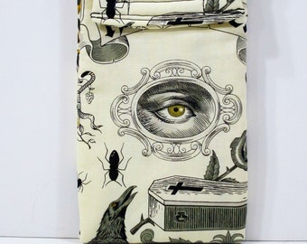 Eye smartphone case, Halloween phone case, sunglasses case, skull phone case, fabric phone pouch, goth phone case, spooky, raven, coffin