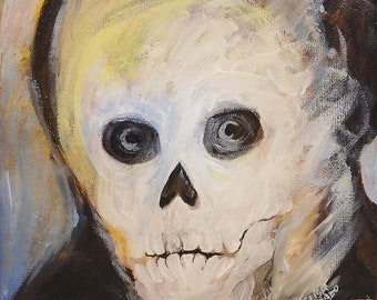 Skeleton painting - Acrylic painting - Skeleton art - Original wall art - Painting on canvas - Winter - Skull art - Zombie art - Walker