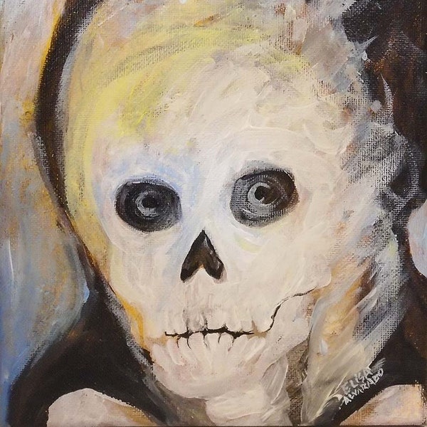 Skeleton painting - Acrylic painting - Skeleton art - Original wall art - Painting on canvas - Winter - Skull art - Zombie art - Walker