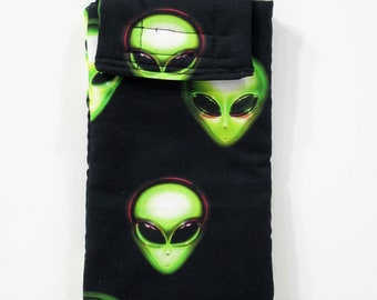 Alien smartphone case, Alien phone case, sunglasses case, alien cosmetics case, gadget pouch, smartphone case, alien fabric phone case