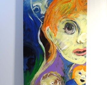 Acrylic painting - Original art - Erin's Tale - Paranormal art - Spirit art - Haunting - Painting on wood -  Surreal art - Supernatural art