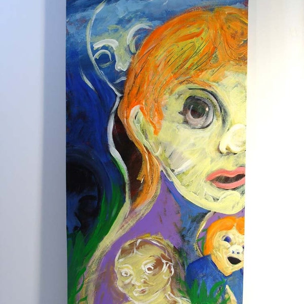 Acrylic painting - Original art - Erin's Tale - Paranormal art - Spirit art - Haunting - Painting on wood -  Surreal art - Supernatural art