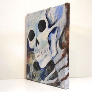 Skeleton painting Acrylic painting Skeleton art Original wall art Painting on canvas Spooky Skull art Skull painting art image 4