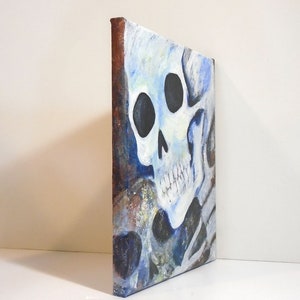 Skeleton painting Acrylic painting Skeleton art Original wall art Painting on canvas Spooky Skull art Skull painting art image 3