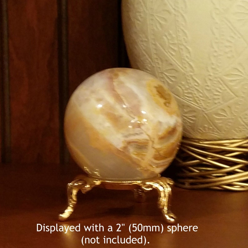 Pewter or Gold Crystal Ball Stand: Pysanka Egg Holder, Mineral Sphere Display bild 4