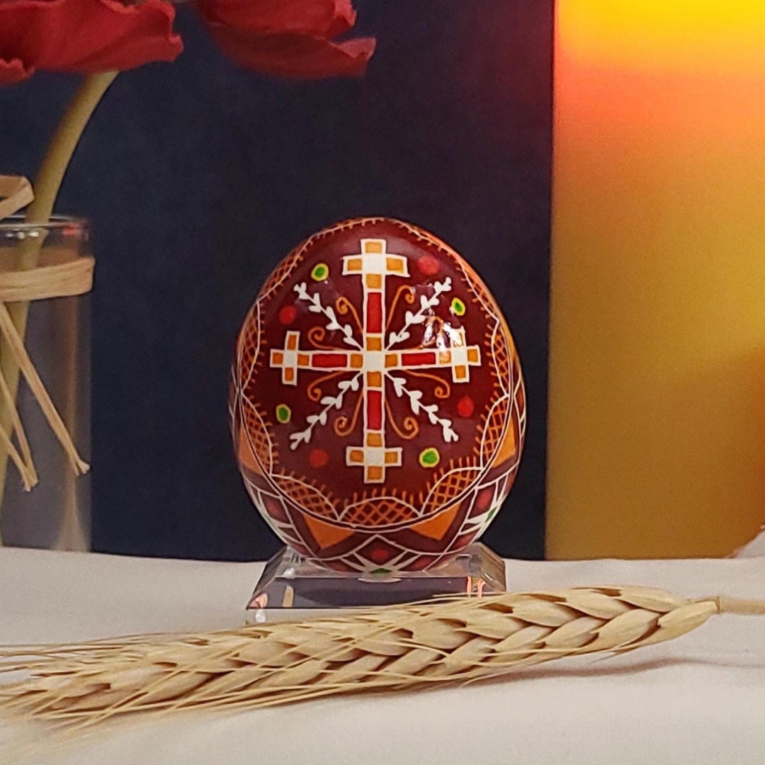 Red Chicken Egg Pysanka – Handcrafted Ukrainian Wax-resist Easter Egg ...