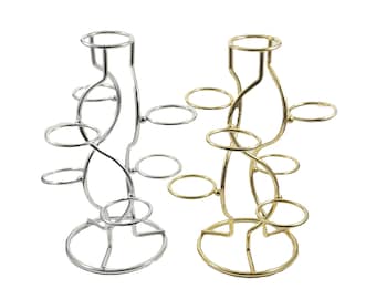7-Sphere Crystal or Pysanky Egg Display Stand: Multi Ornament Holder in Gold or Silver (50mm Spheres)