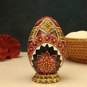 Exquisite One-of-a Kind Goose Egg Pysanka - Handcrafted Ukrainian Egg Art, Real Pysanky Egg - Perfect Gift for Fine Art Enthusiasts