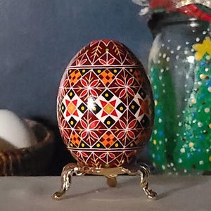 Real Ukrainian Egg – Duck Egg Pysanka – Handcrafted Collectible Folk Art Gift