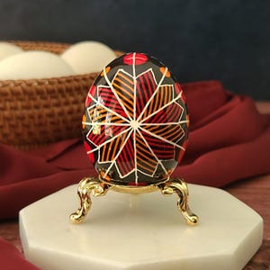 Real Ukrainian egg, folk art pysanka, handcrafted painted egg ornament, Ukrainian pysanky gift, collectible decorative egg art