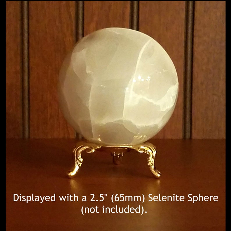 Pewter or Gold Crystal Ball Stand: Pysanka Egg Holder, Mineral Sphere Display bild 5