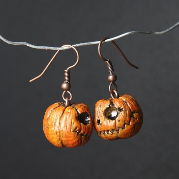 Boucles d'oreilles spéciale Halloween pumpkin jewelry automne bijoux citrouille jack o' lantern earrings Halloween bijoux automne