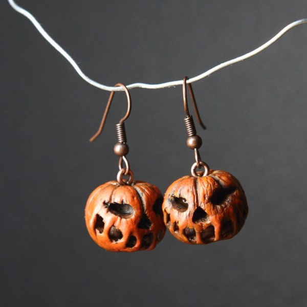 Boucles d'oreilles spéciale Halloween pumpkin jewelry automne bijoux citrouille jack o' lantern earrings Halloween bijoux automne