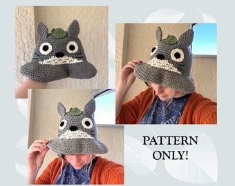 Handmade Totoro Crochet Bucket Hat - PATTERN ONLY