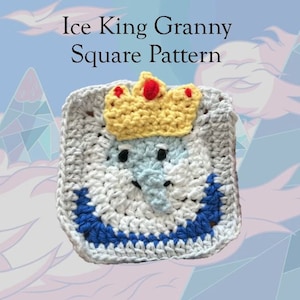 Carré grand-mère au crochet Ice King Adventure Time - MOTIF SEULEMENT