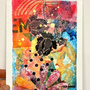Petite peinture abstraite à faire encadrer, 6 x 8 pouces «Ivresse ». Art contemporain. Techniques mixtes sur carton entoilé, art abstrait