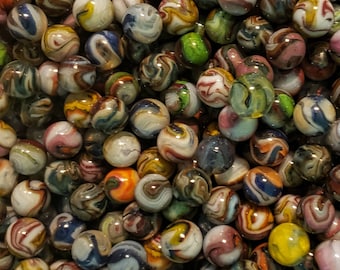 12 Color Storm Marbles - Dave's Appalachian Swirls ( D.A.S. ) Marbles .70-.75in +/- Outstanding Premium Glass Marbles