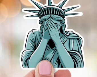 Crying Statue of Liberty Sticker: Political Resistance Art