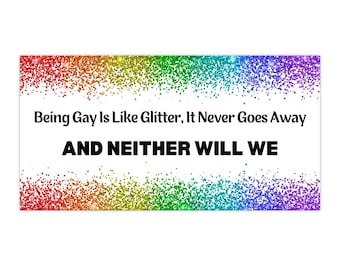 Adesivo de vinil com glitter LGBTQ para para-choque com as cores do arco-íris e o orgulho LGBTQ+