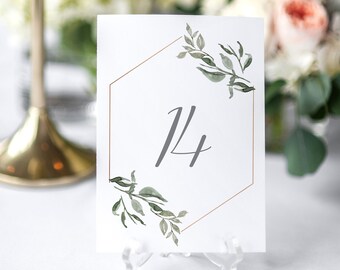 Greenery Eucalyptus Wedding Table Numbers, Printable Table Numbers, Wedding Table Decor, Botanical Table Numbers