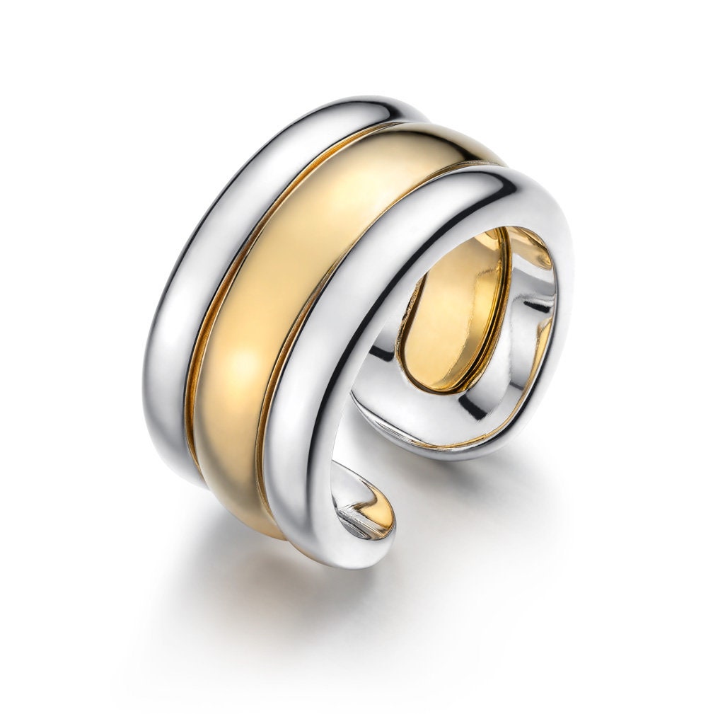 Classic 2-in-1 Rings, Bold, Clean, Minimalist, Contemporary, Silver ...